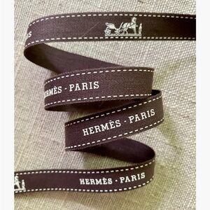 NEW! Authentic Hermes brown/white ribbon Great for gift decor/packaging